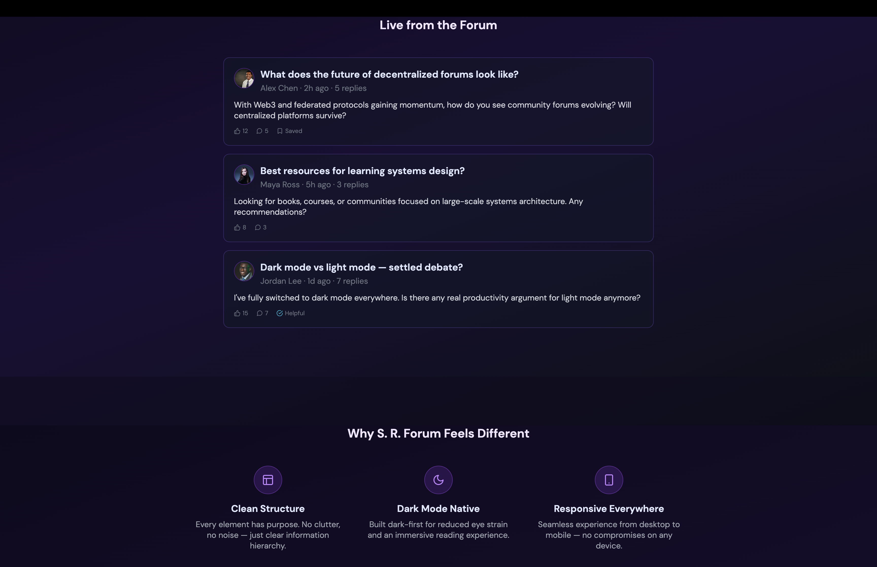 S. R. Forum website preview