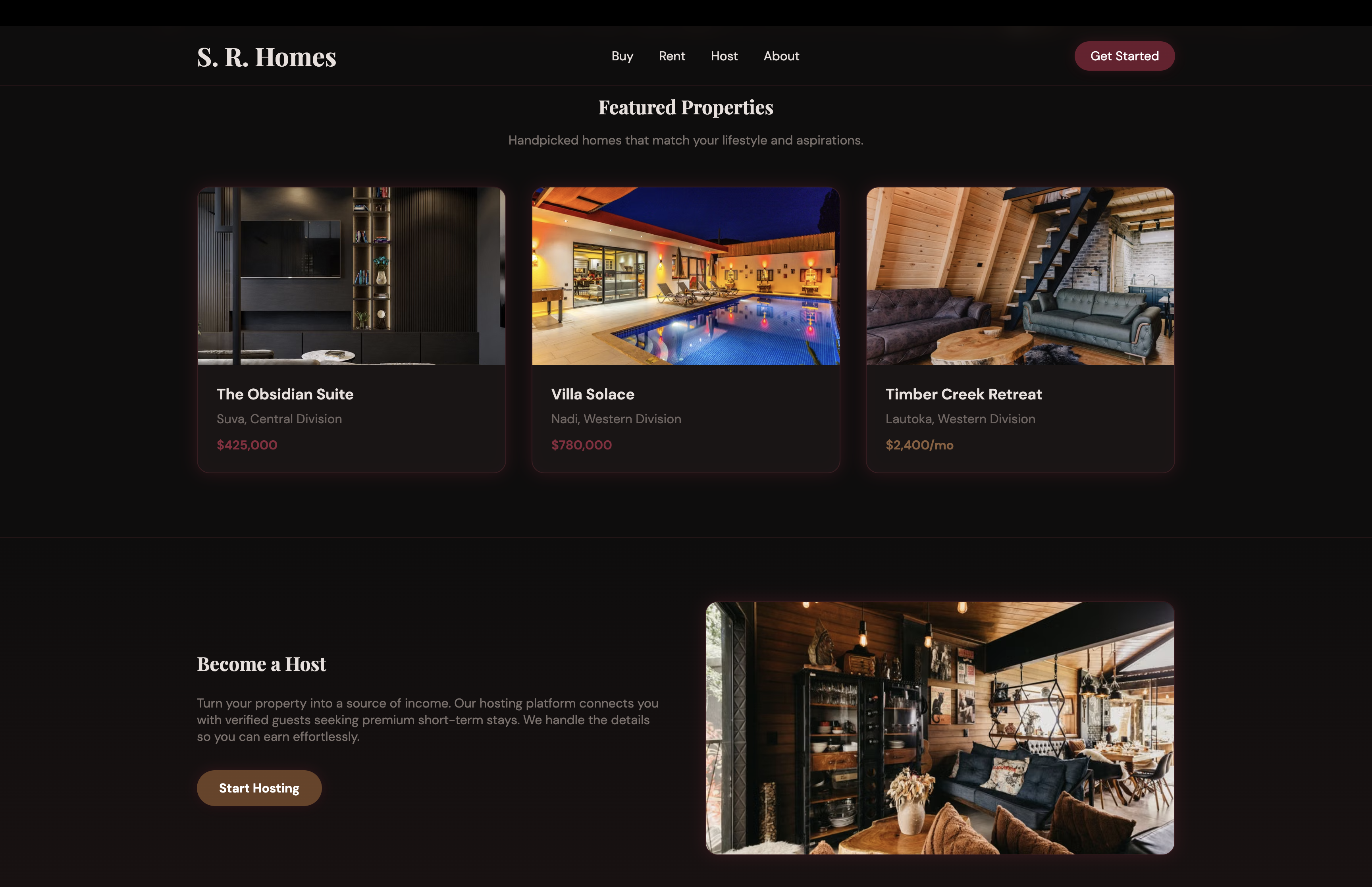 S. R. Homes website preview