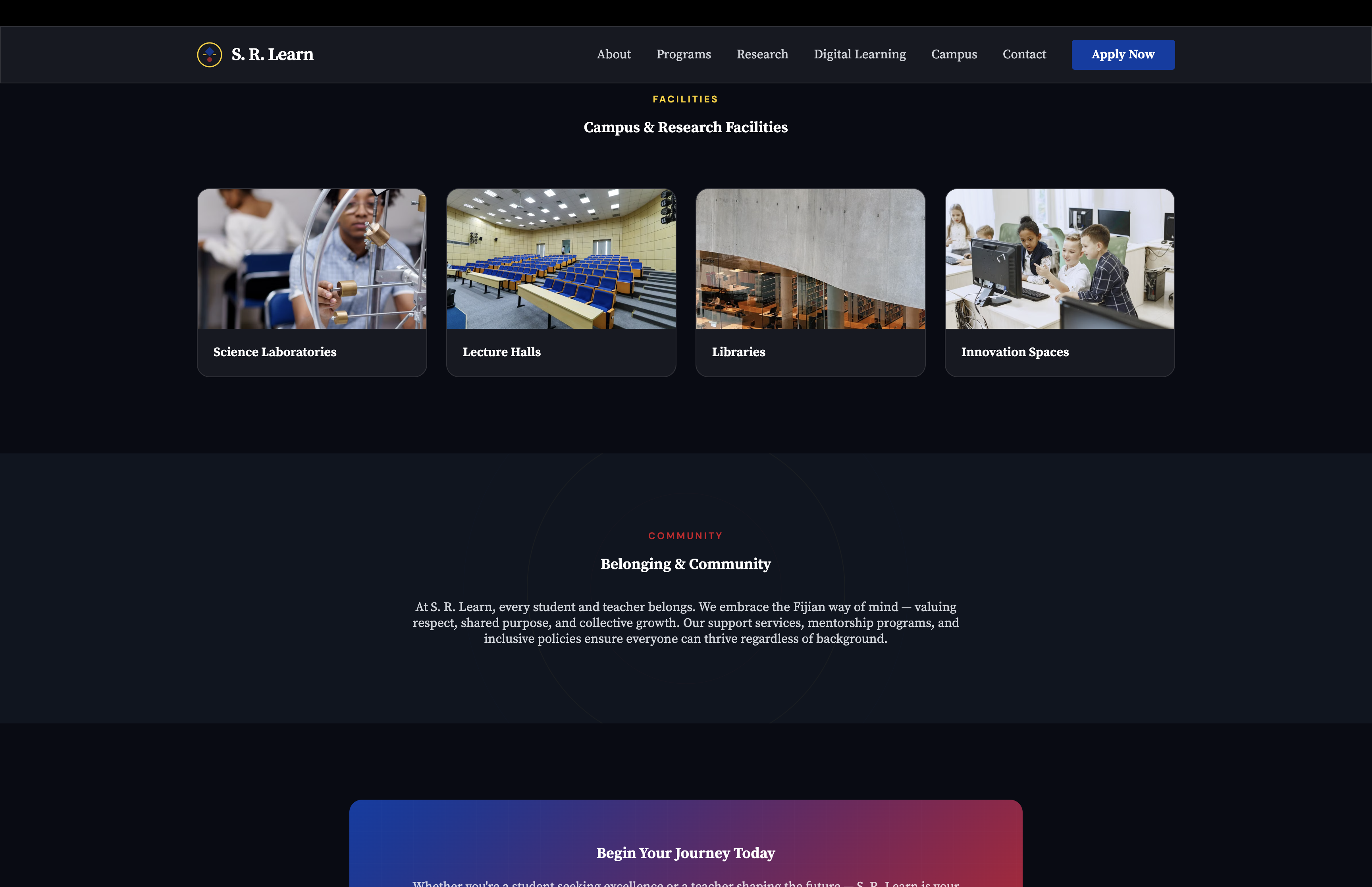 S. R. Learn website preview