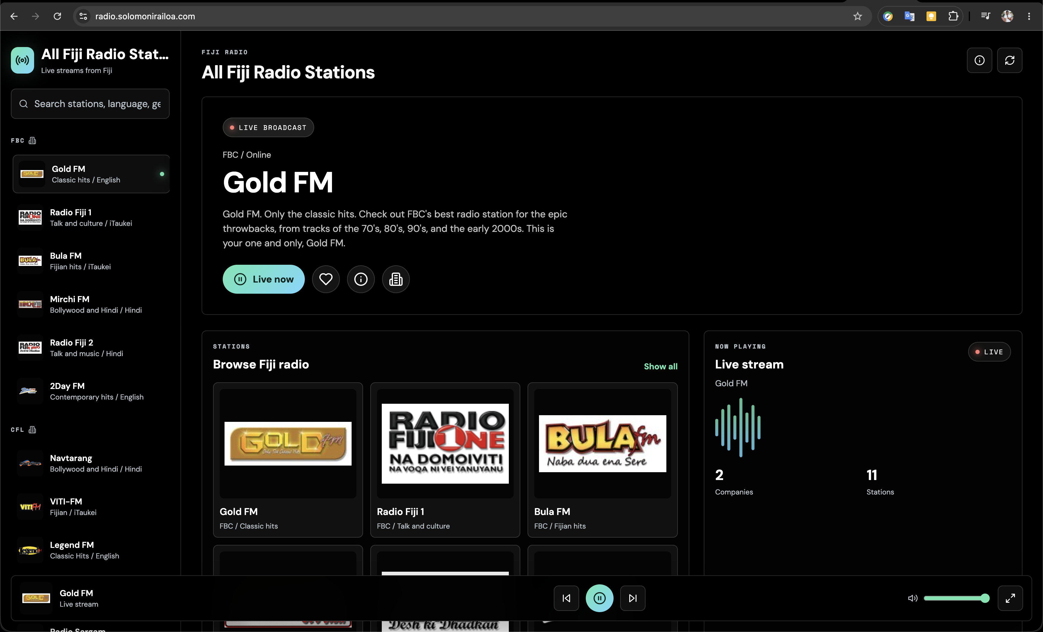 S. R. Radio website preview