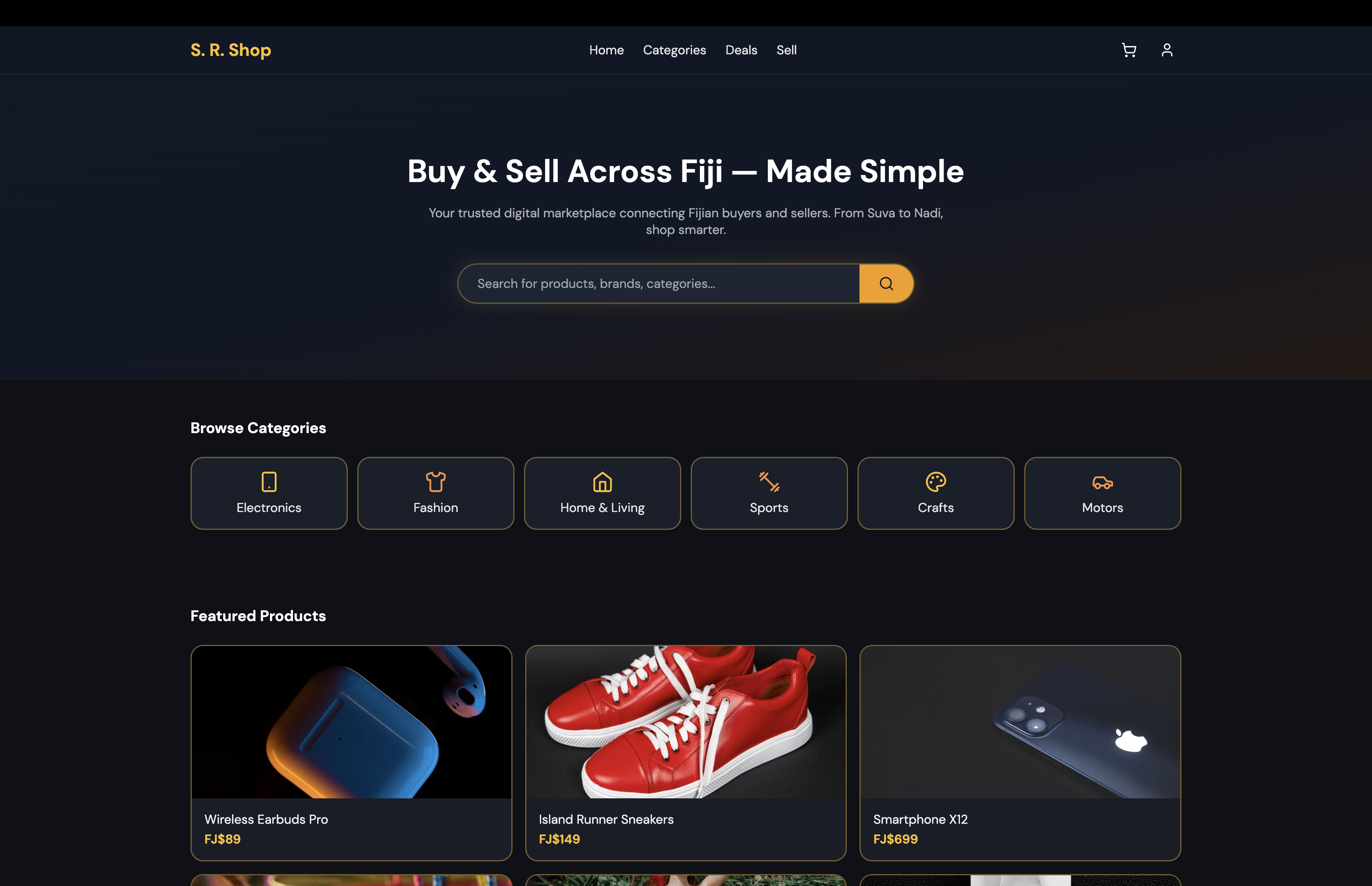 S. R. Shop website preview