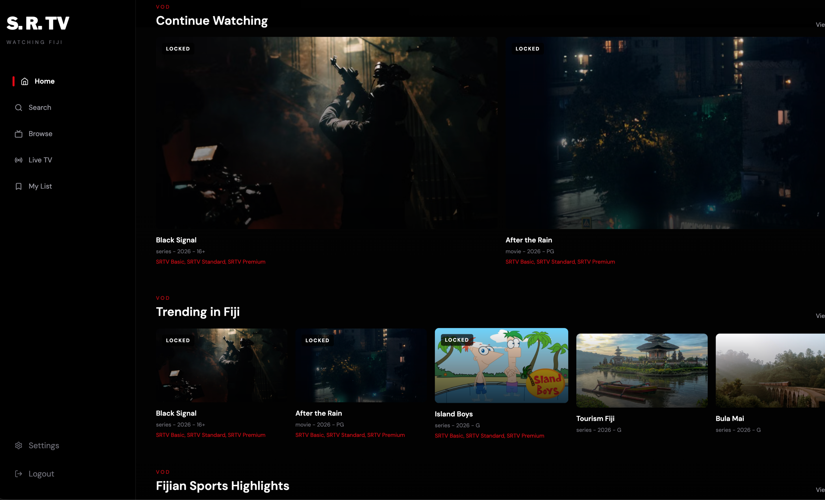 S. R. TV website preview